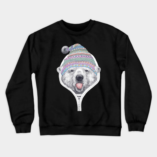 Winter bear on black Crewneck Sweatshirt by kodamorkovkart